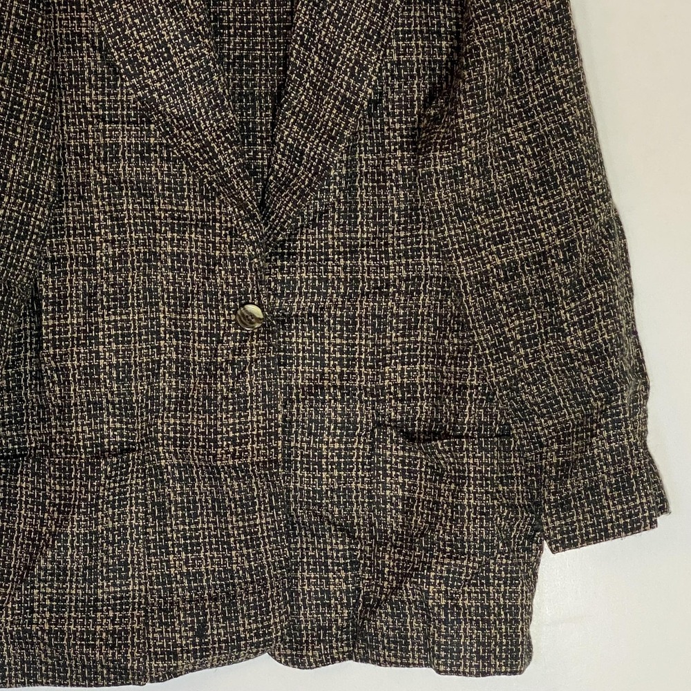 Vintage Bentley‎ Blazer Juniors 9/10 Blue Check Acrylic One Button Made USA 90s - Picture 3 of 16